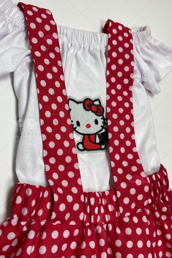 Vestido Infantil de Lunares con Tirantes y Blusa Blanca - Imagen 3