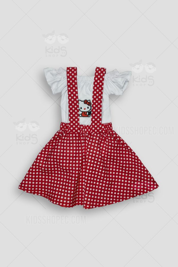 Vestido Infantil de Lunares con Tirantes y Blusa Blanca