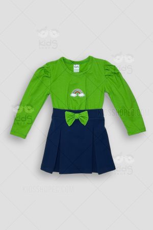 Cojunto de Buso con Aplique y Falda Plisada