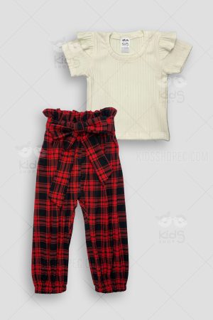 Conjunto Infantil de Camiseta y Pantalones de Cuadros