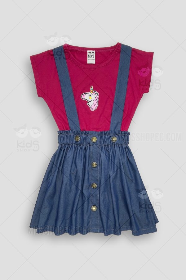 Conjunto Infantil de Camiseta y Falda de Tirantes