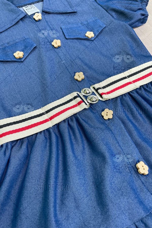 Vestido Jean con Mangas Cortas y Falda con Volantes - Imagen 2