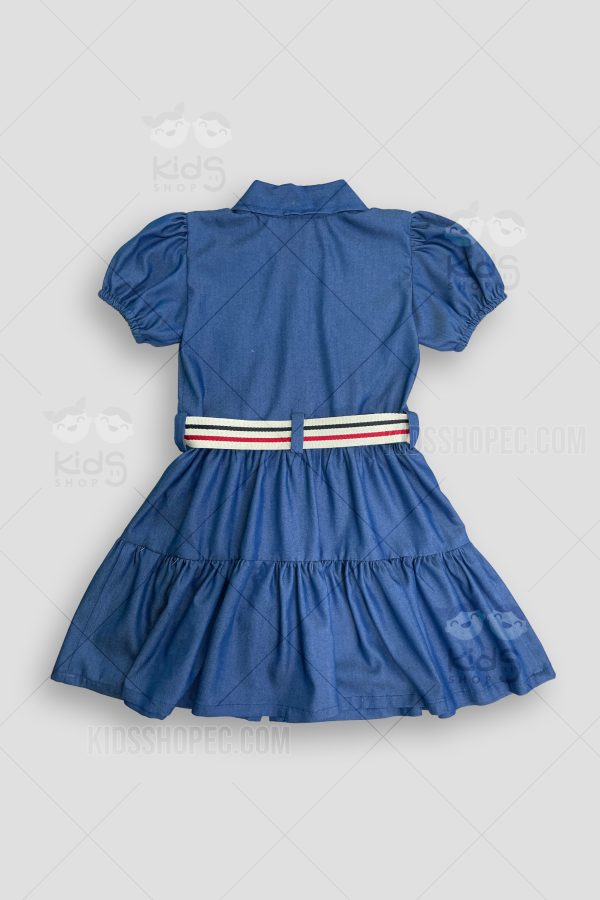 Vestido Jean con Mangas Cortas y Falda con Volantes - Imagen 3