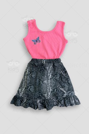 Conjunto de Blusa con Aplique y Skort Animal Print