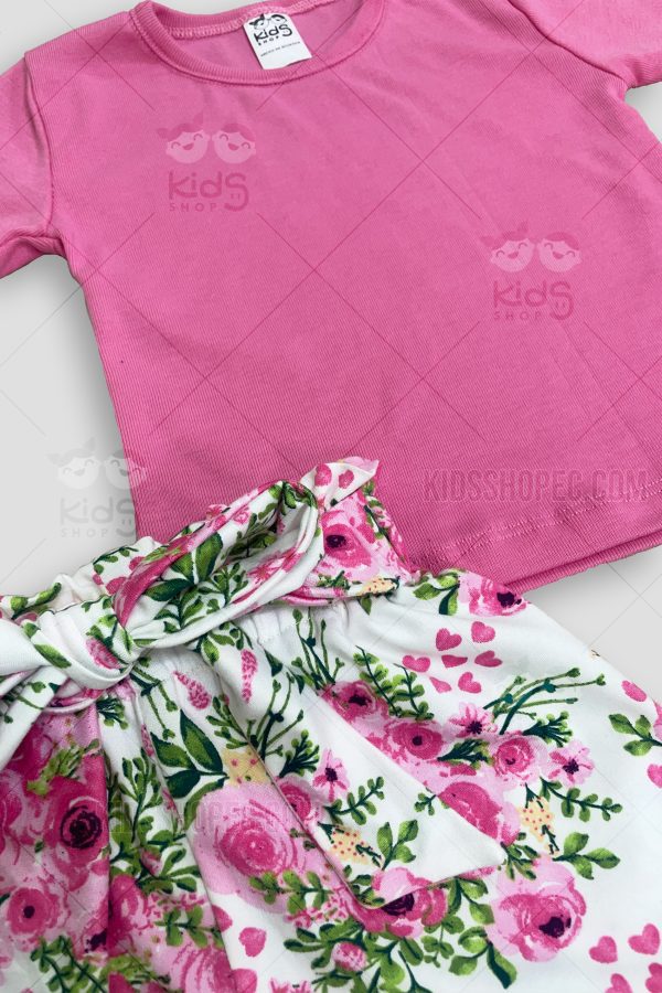 Conjunto Infantil Floral de blusa y short - Imagen 2