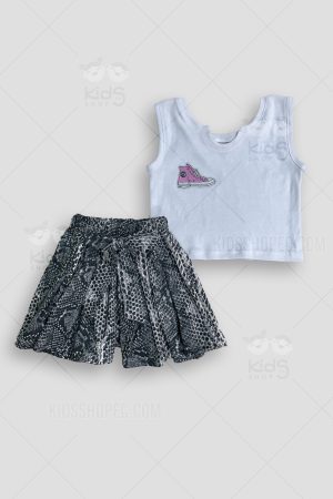 Blusa Sin Mangas y Short Animal Print con Lazo