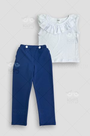 Blusa Sin Mangas con Volantes y Pantalones con bolsillos