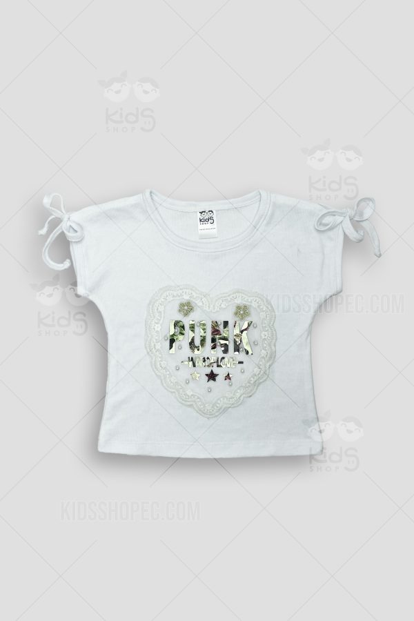 Conjunto Infantil de Camiseta Blanca con Aplique y Pantalones de Rayas - Imagen 4