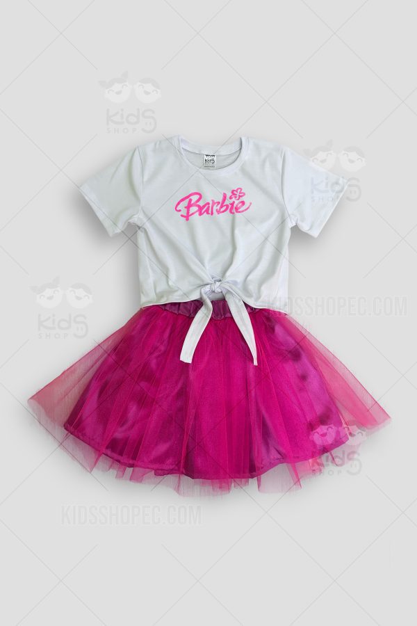 Conjunto Infantil Top con Nudo y Falda de Tul