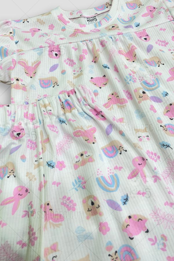 Pijama Infantil Manga Corta de Animales y Elementos Florales - Imagen 2