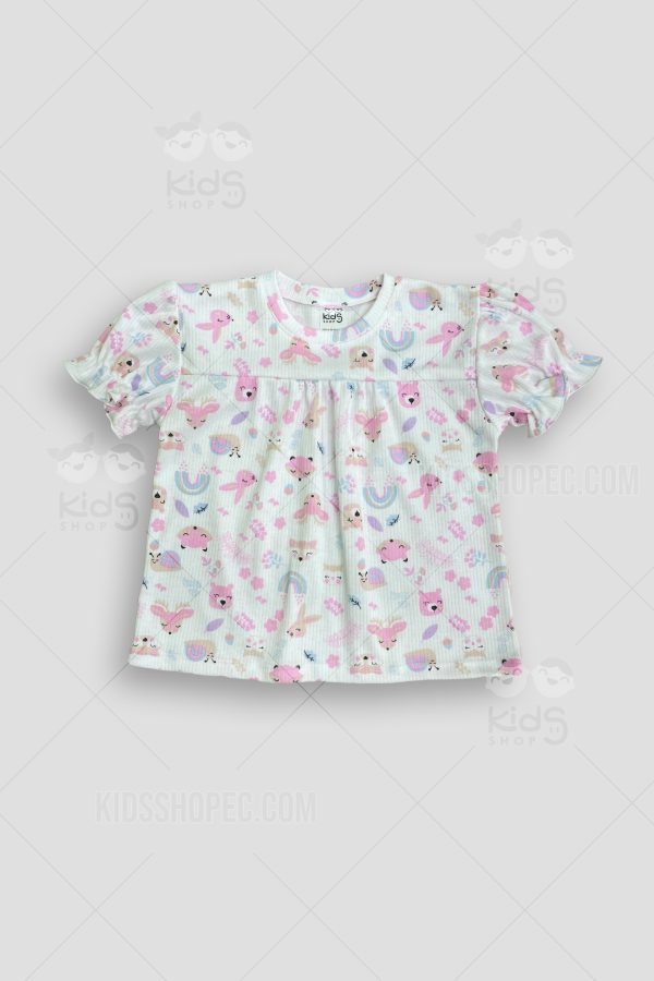 Pijama Infantil Manga Corta de Animales y Elementos Florales - Imagen 3