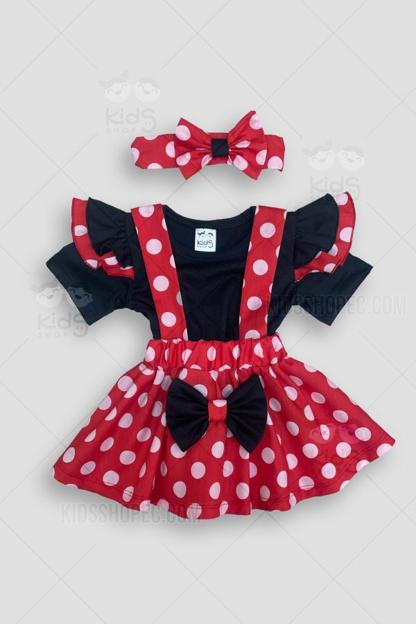 Conjunto de Vestido y Lazo de Lunares para Niña