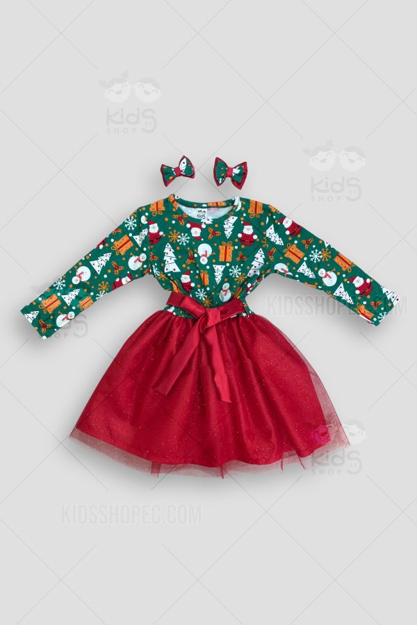 Vestido Festivo Navideño con Dos Lazos