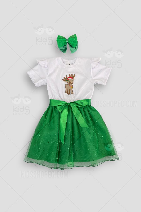 Vestido Navideño de Renito con Falda Verde