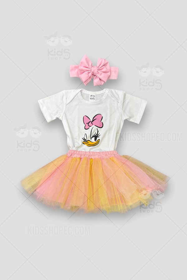 Vestido o Conjunto de Falda Tutú Rosa Glitter y Camiseta Blanca