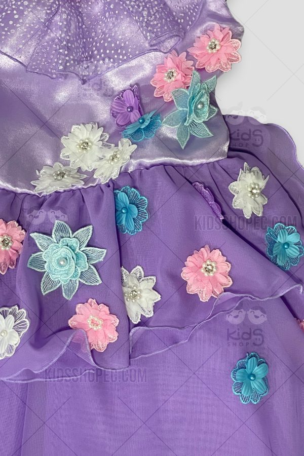Vestido Floral Morado de Verano para Niñas - Imagen 2