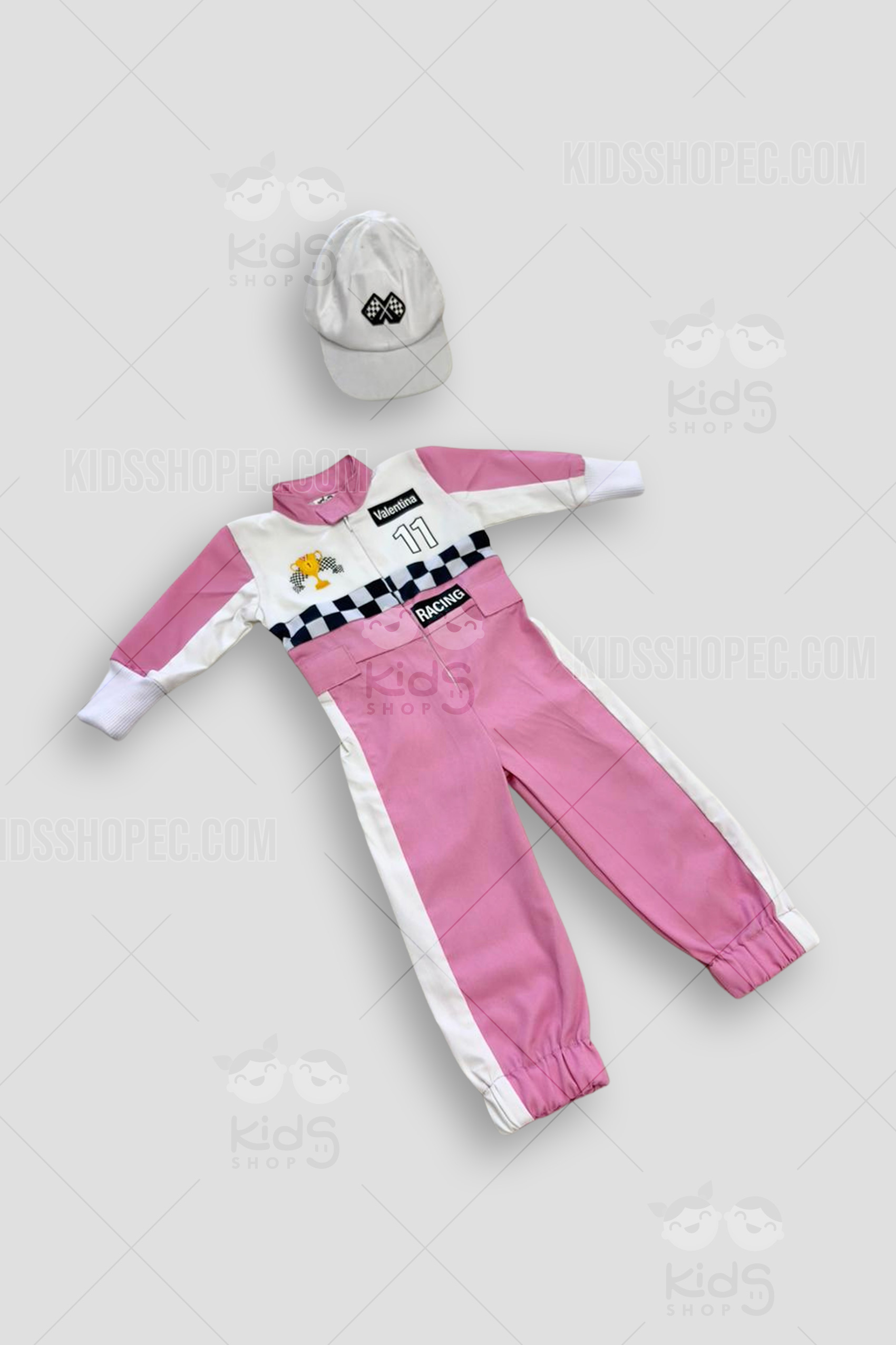 Disfraz o Overol "Piloto de Fórmula 1" Rosado + Gorra - Imagen 3