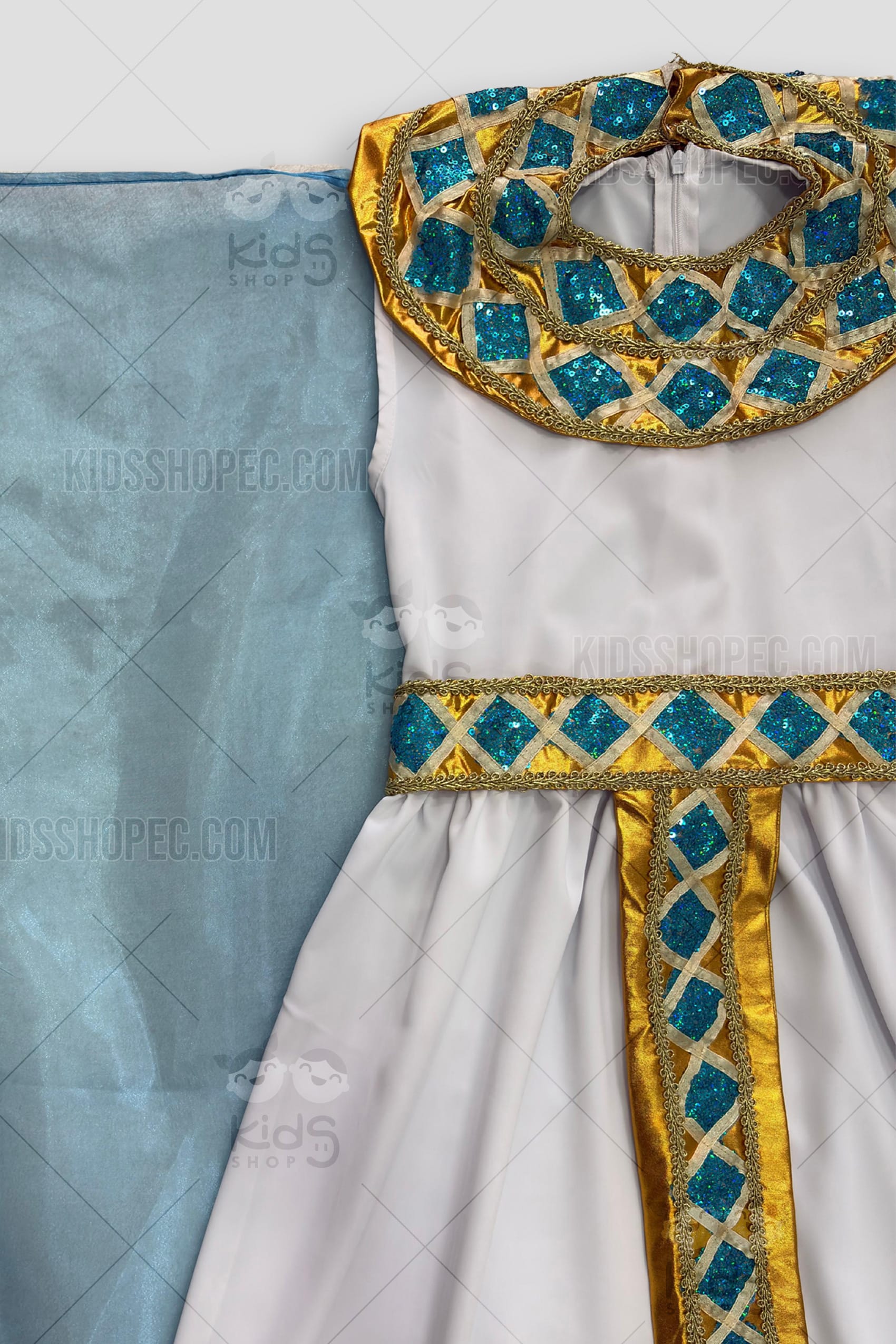 Disfraz de Cleopatra Niña Reina del Nilo: Vestido Egipcio Lujoso y Completo a Medida - Imagen 2