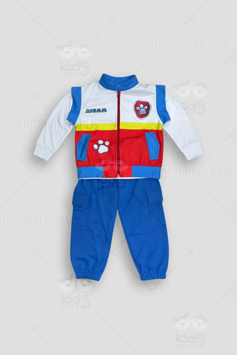 Vestido rosa de Skye PAW Patrol con corpiño suave, insignia bordada, falda de tul y satín con brillo, diadema con gafas y puños coordinados. Esta mudada artesanal temática es confeccionada a medida en Ecuador por Kids Shop EC para cumpleaños y juegos.