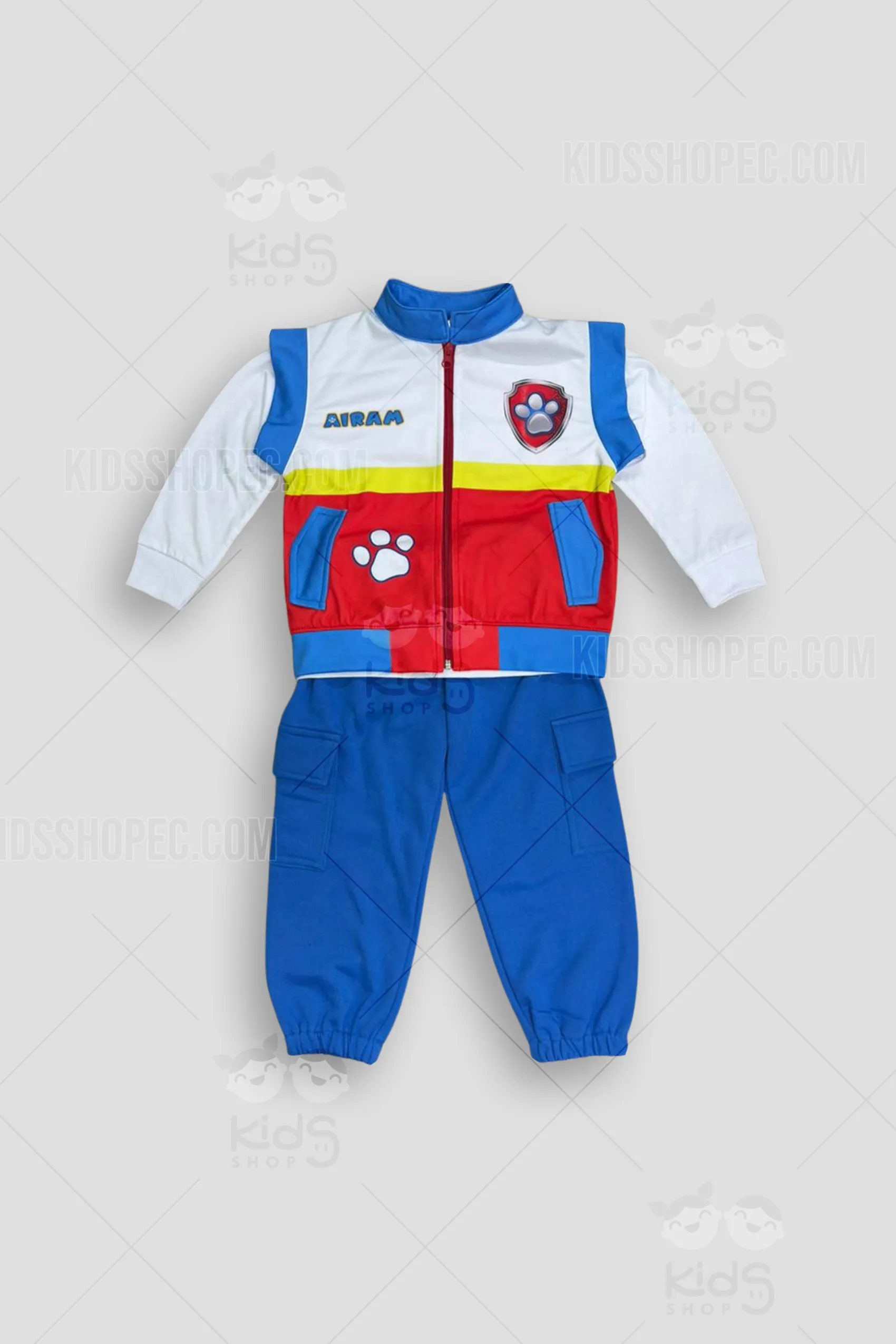 Vestido rosa de Skye PAW Patrol con corpiño suave, insignia bordada, falda de tul y satín con brillo, diadema con gafas y puños coordinados. Esta mudada artesanal temática es confeccionada a medida en Ecuador por Kids Shop EC para cumpleaños y juegos.