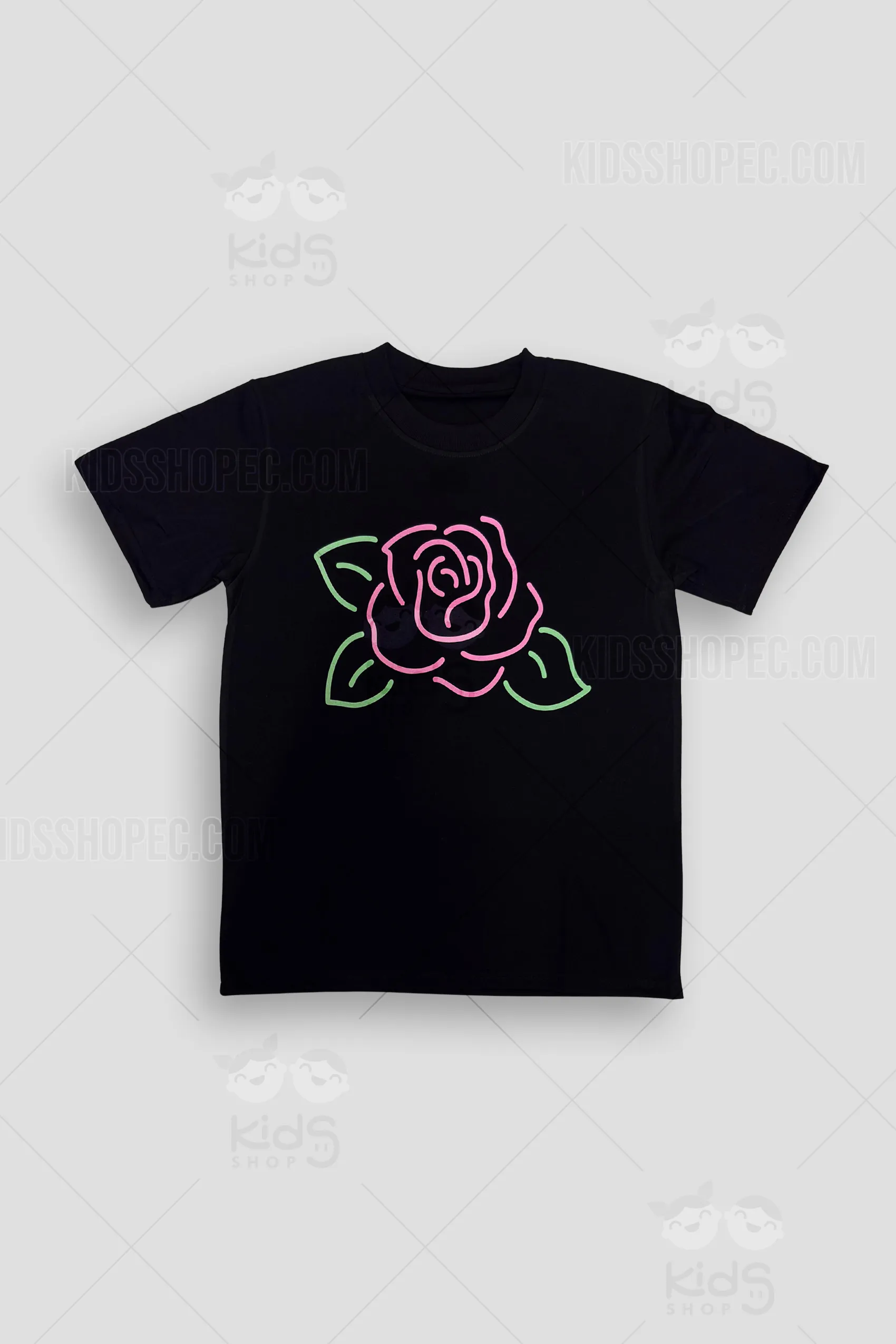 Camisetas Negras con Estampado DTF Neón Fluorescente - Diseños Urbanos: Mapache, Rana Rockera y Rosa - Imagen 6