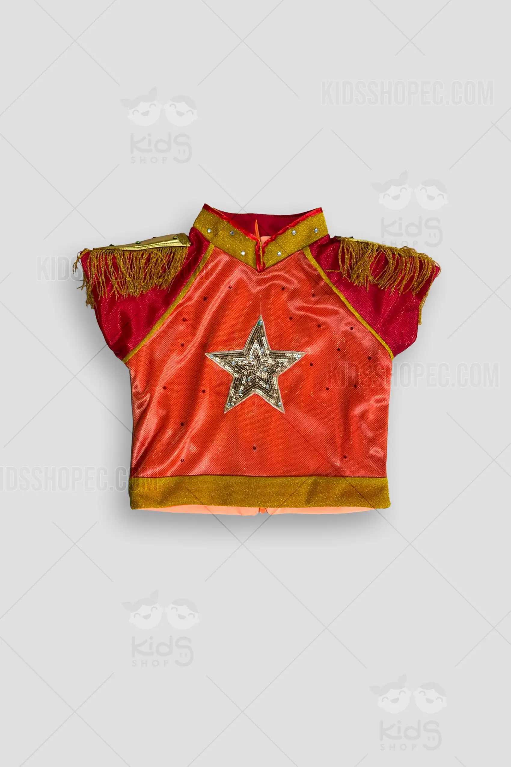 Conjunto de Bailarina Árabe (4 Piezas) - Traje de Danza Rojo con Falda, Top de Estrella y Accesorios - Imagen 3