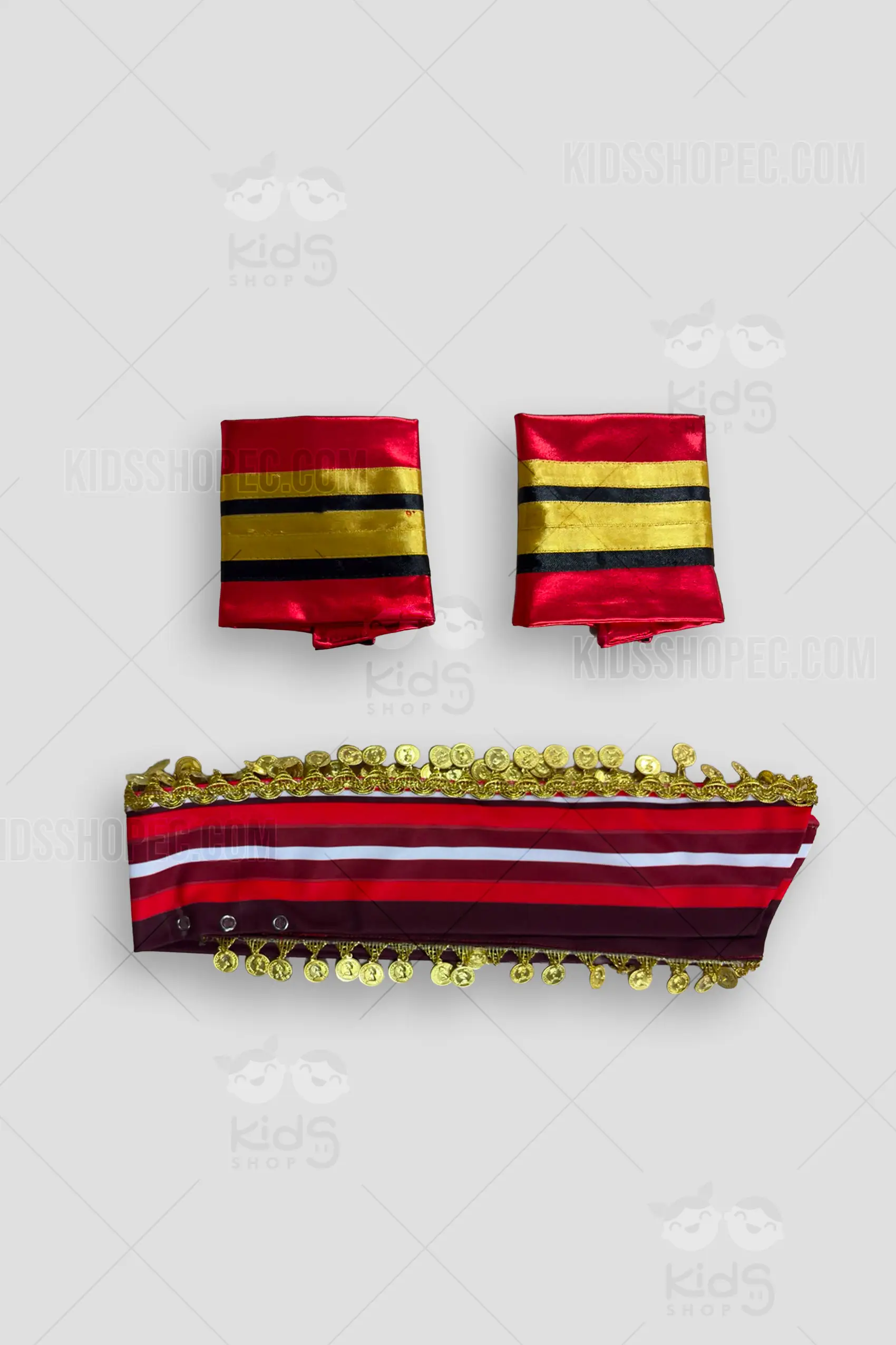 Conjunto de Bailarina Árabe (4 Piezas) - Traje de Danza Rojo con Falda, Top de Estrella y Accesorios - Imagen 6