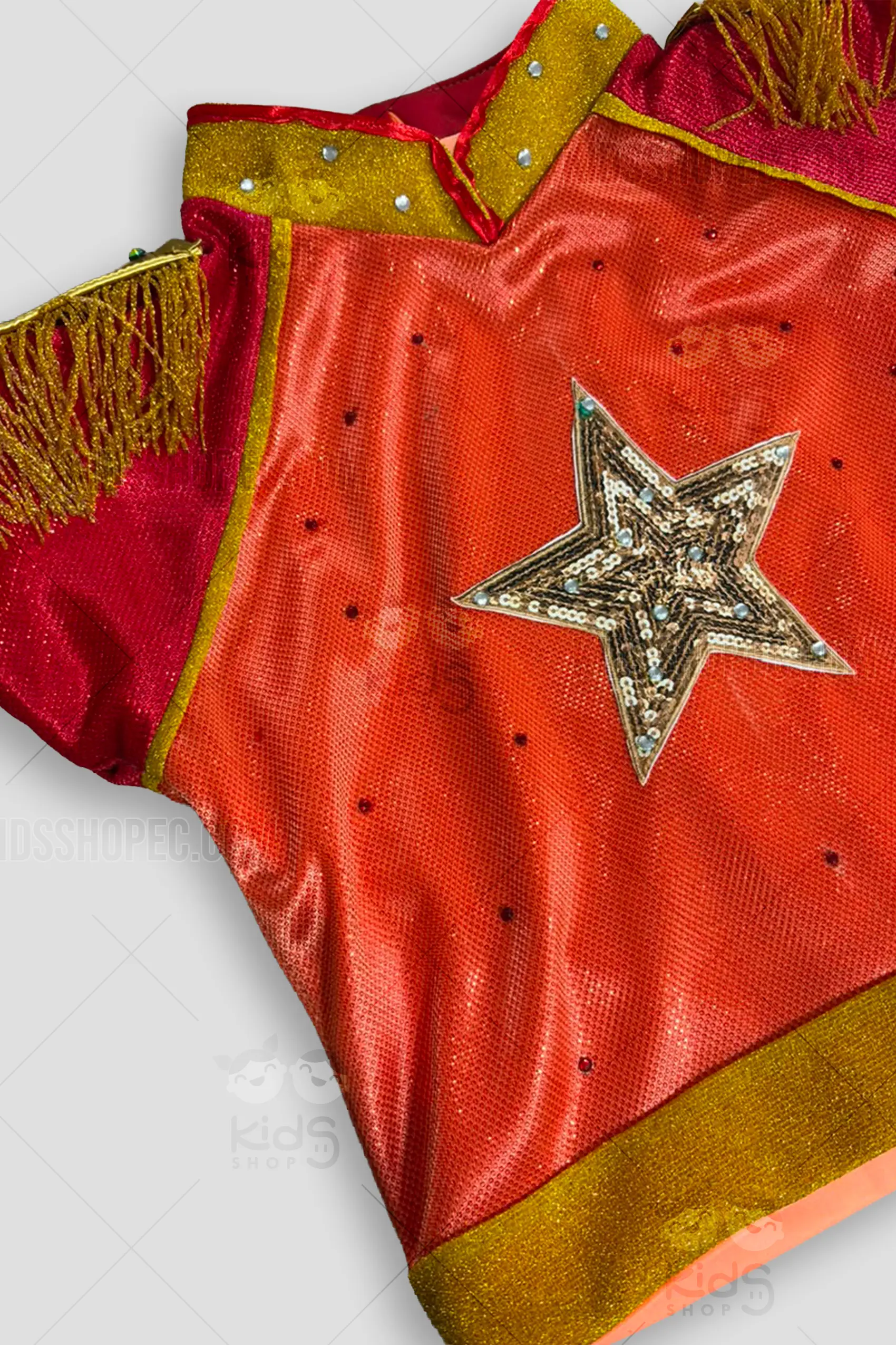 Conjunto de Bailarina Árabe (4 Piezas) - Traje de Danza Rojo con Falda, Top de Estrella y Accesorios - Imagen 5