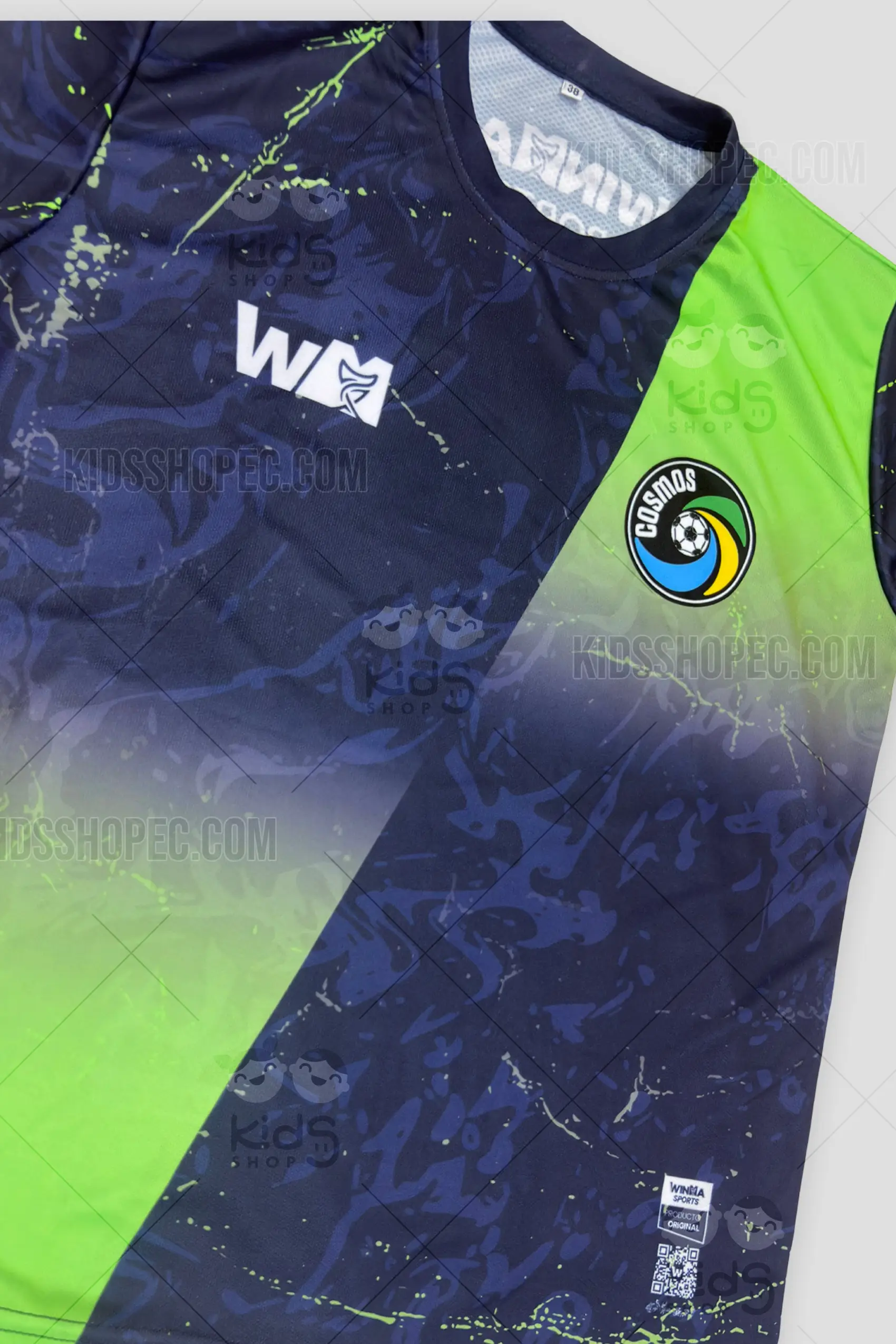 Conjunto de Fútbol Azul y Verde Neón - Uniforme Deportivo Completo con Bolsa - Imagen 2