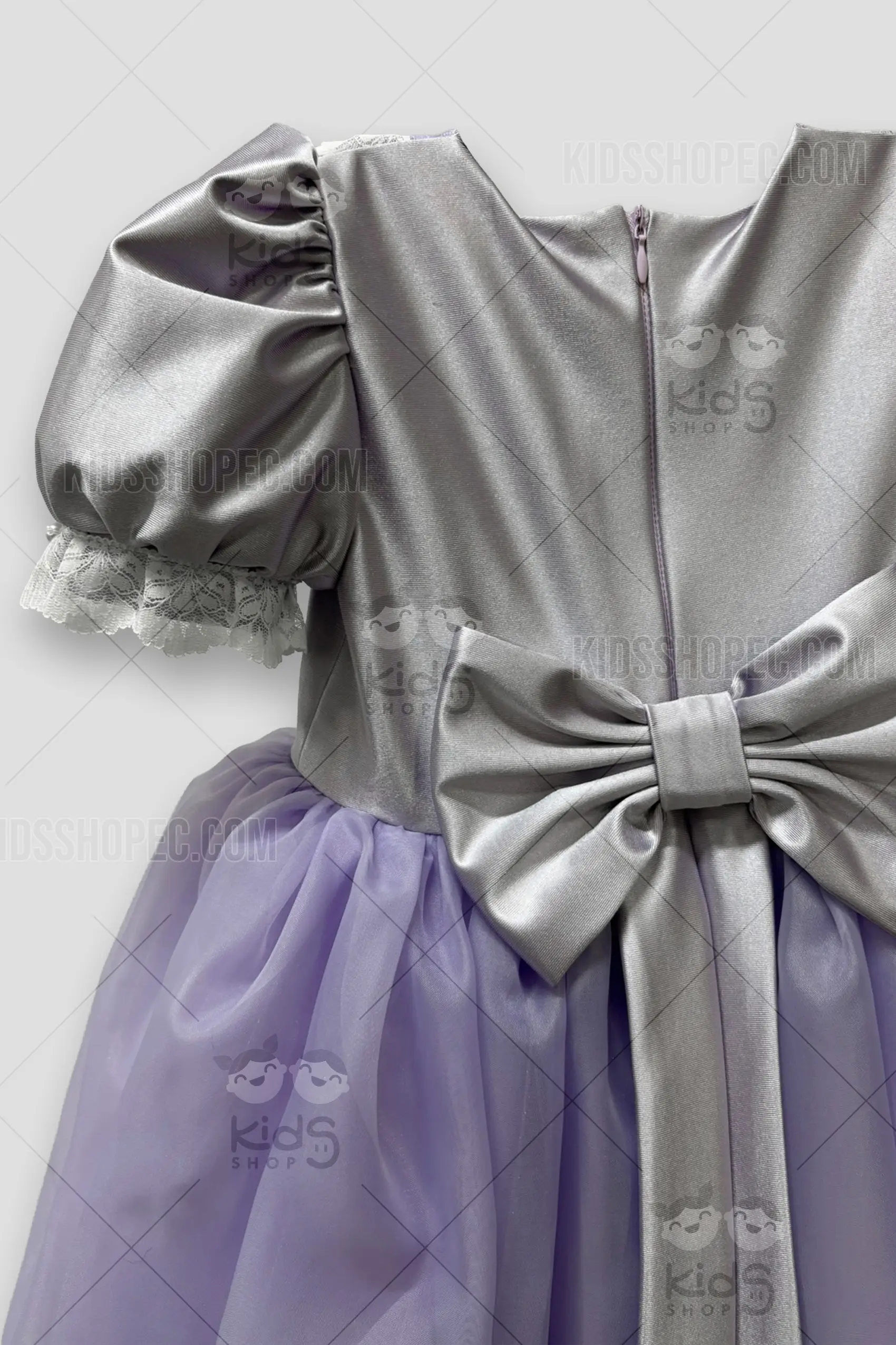 Vestido Morado de Princesa con Perlas - Traje Infantil de Gala con Lazo - Imagen 4