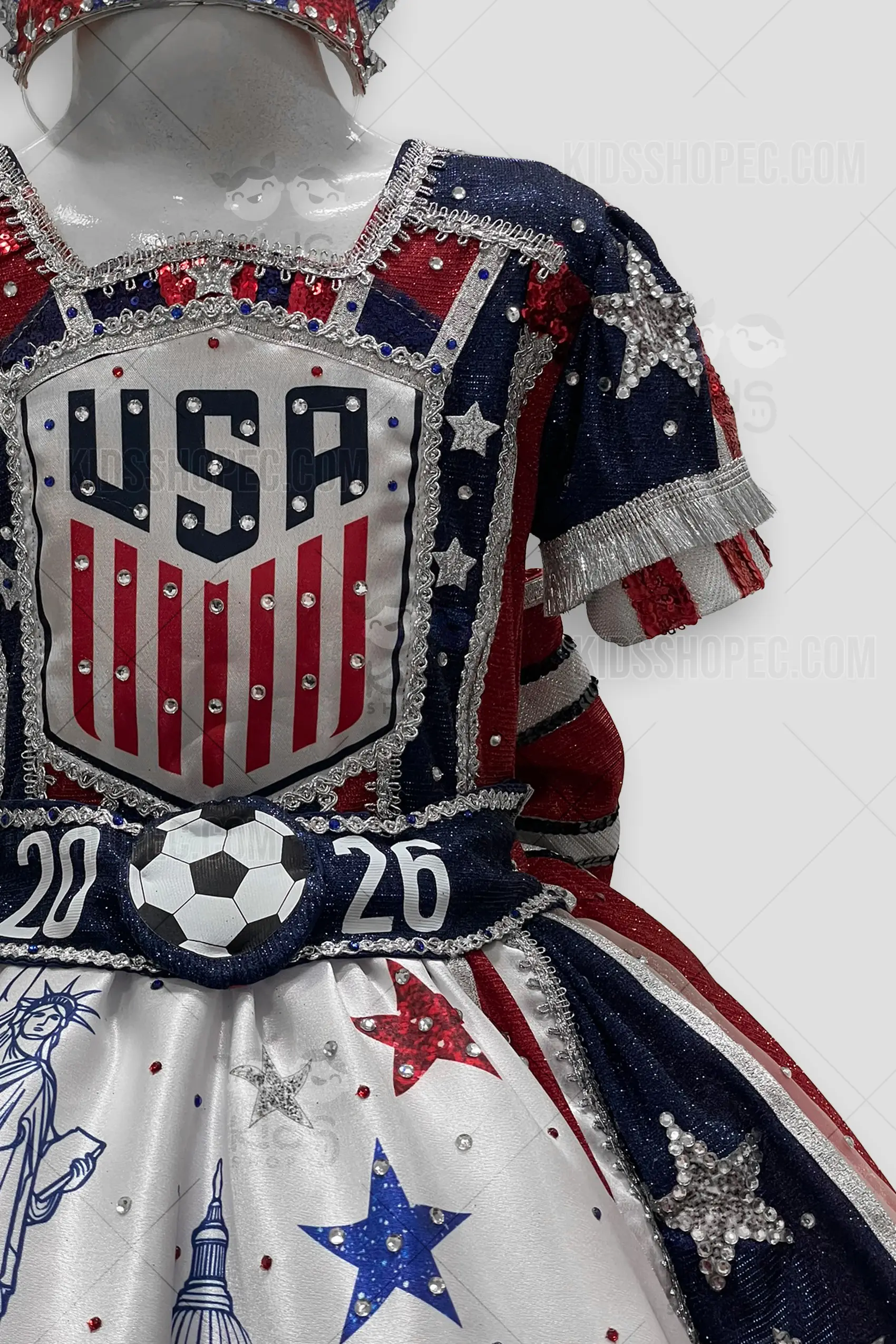 Vestido de Gala USA Fútbol - Traje de Princesa Deportivo con Corona - Imagen 2