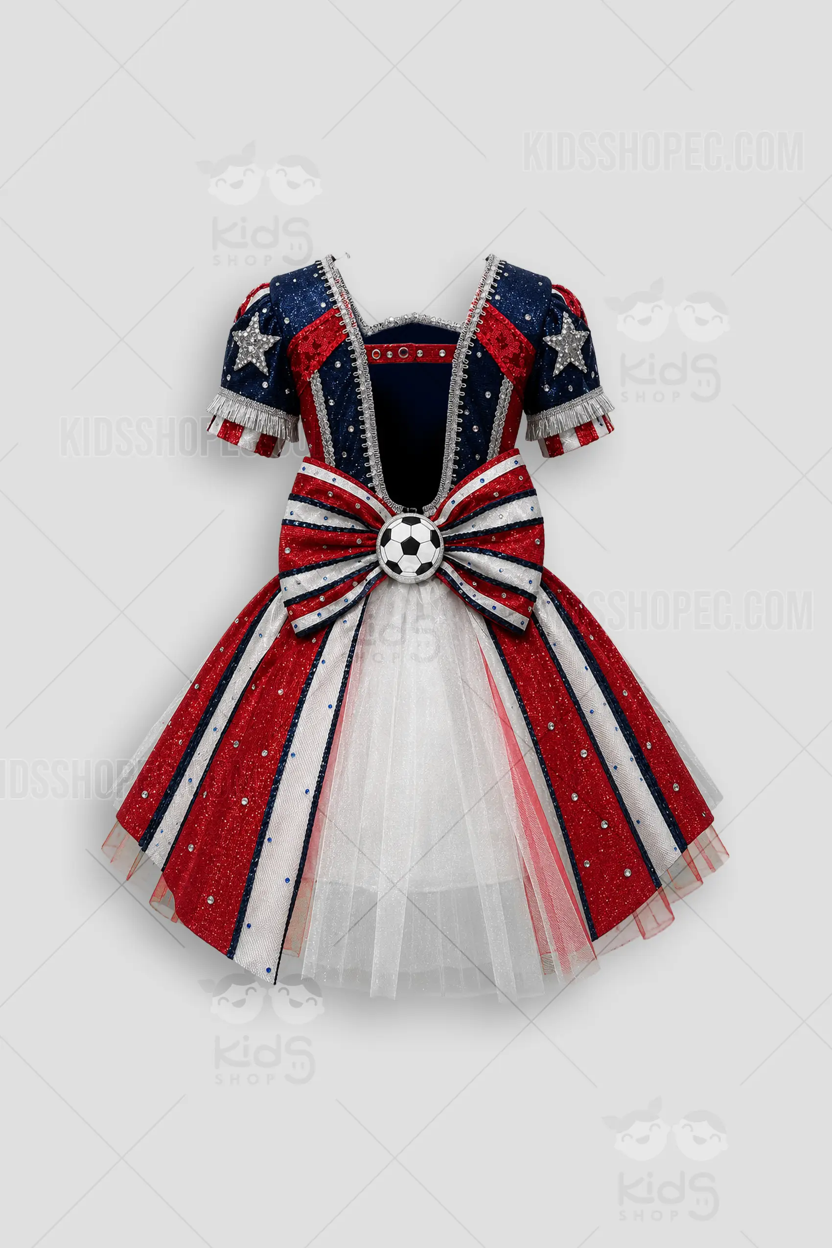Vestido de Gala USA Fútbol - Traje de Princesa Deportivo con Corona - Imagen 4