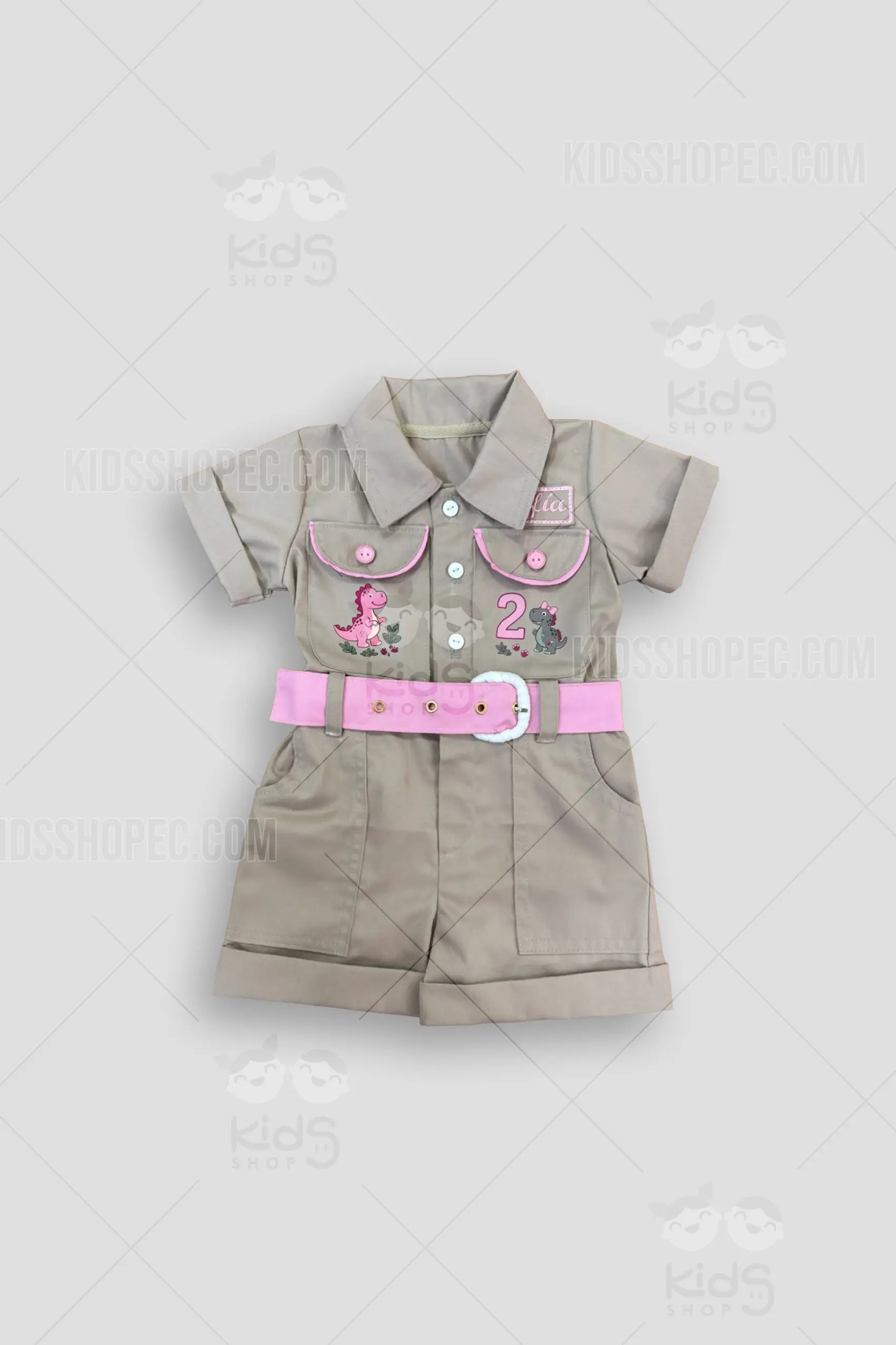 Conjunto Explorador Safari de Dinosaurio Rosa - Traje Infantil con Sombrero - Imagen 3