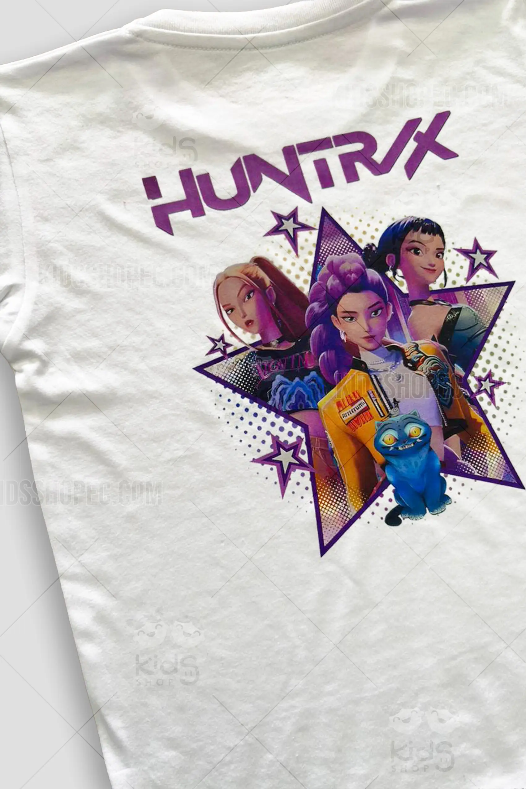 Camiseta Blanca Estilo K-Pop HUNTRX - Camiseta Manga Corta Estampada - Imagen 2