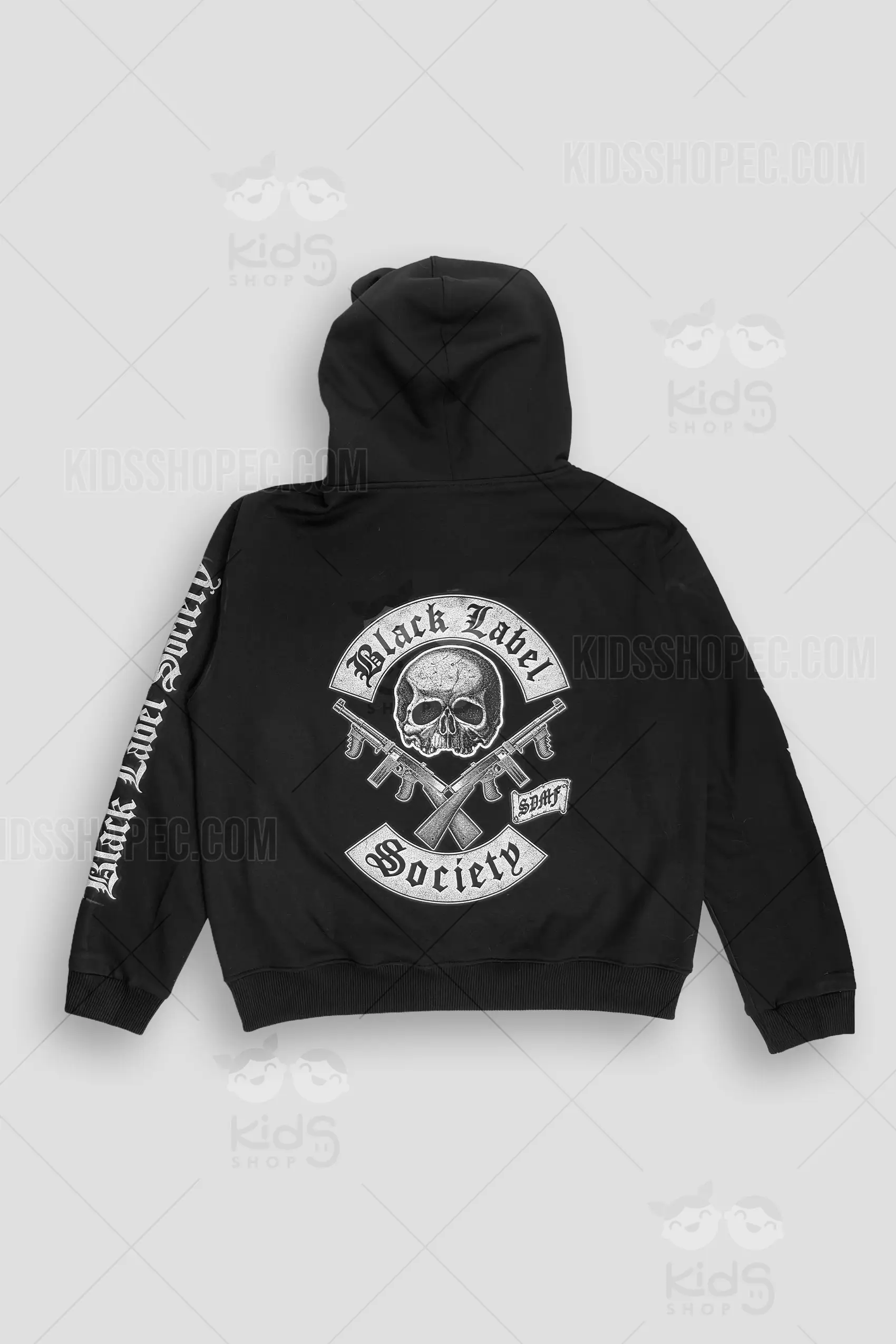 Buzo Negro con Capucha y Cierre - Diseño Rockero Estampado - Imagen 3