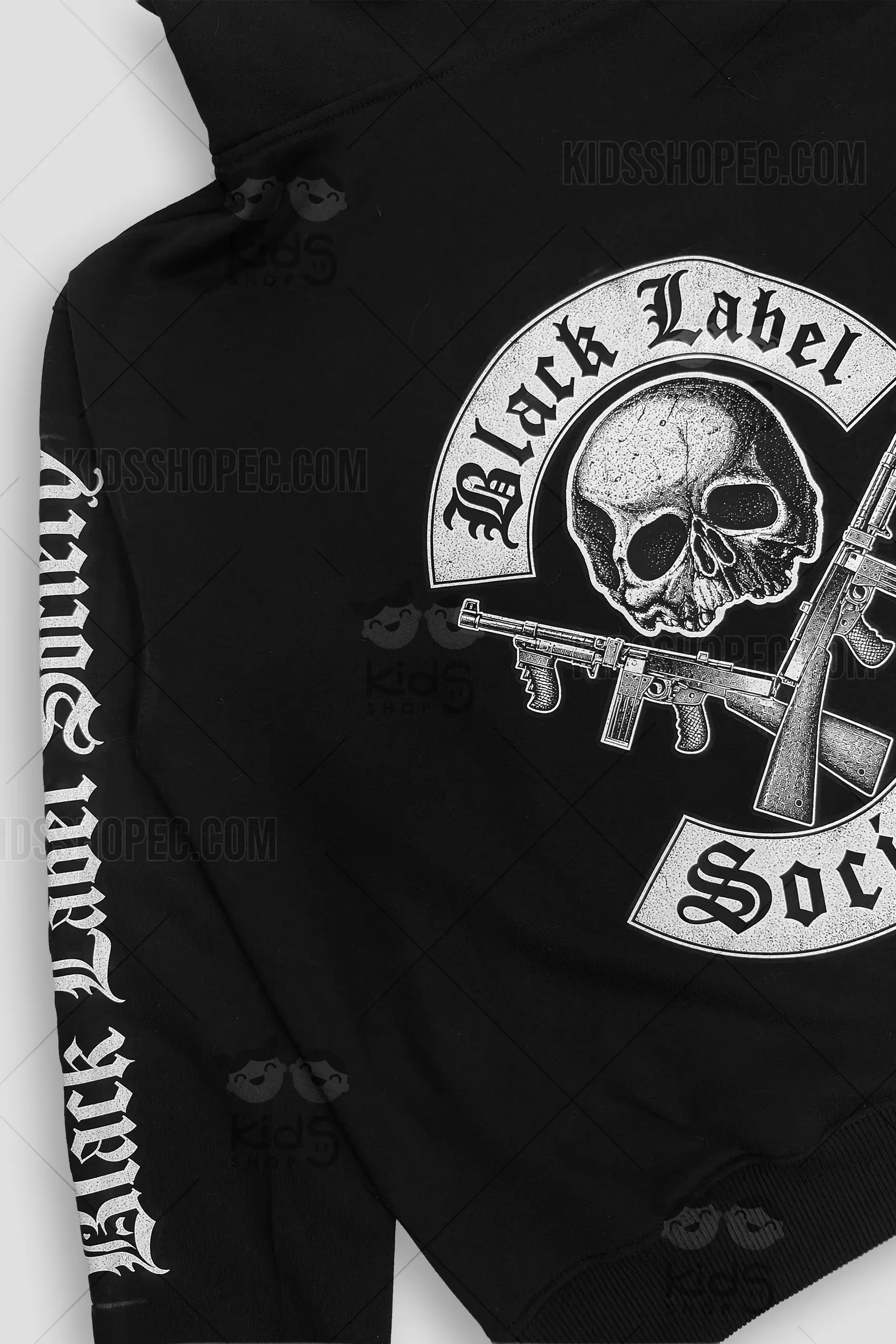 Buzo Negro con Capucha y Cierre - Diseño Rockero Estampado - Imagen 4