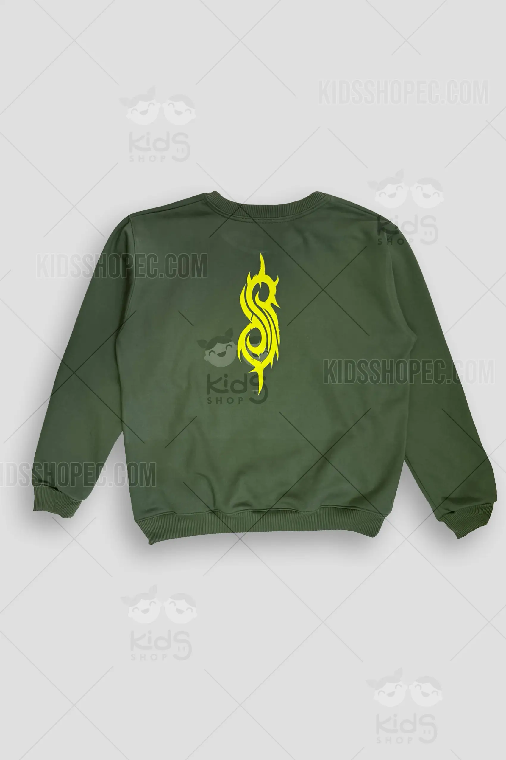 Buzo Cuello Redondo Slipknot - Sudadera Verde Olivo Estampada - Imagen 3