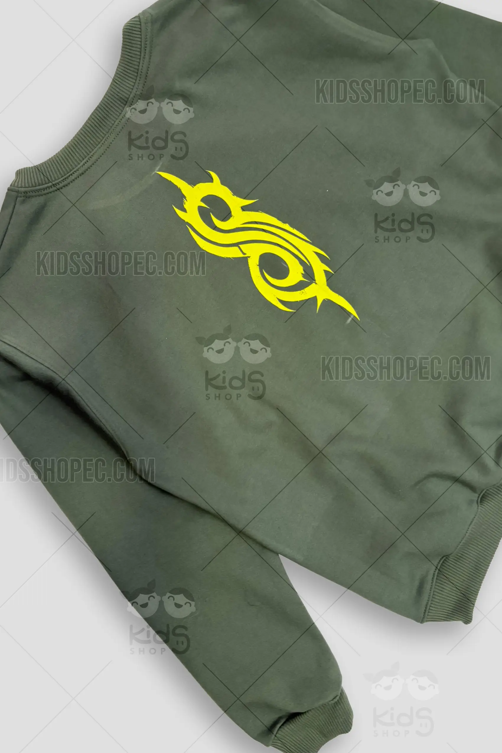 Buzo Cuello Redondo Slipknot - Sudadera Verde Olivo Estampada - Imagen 4