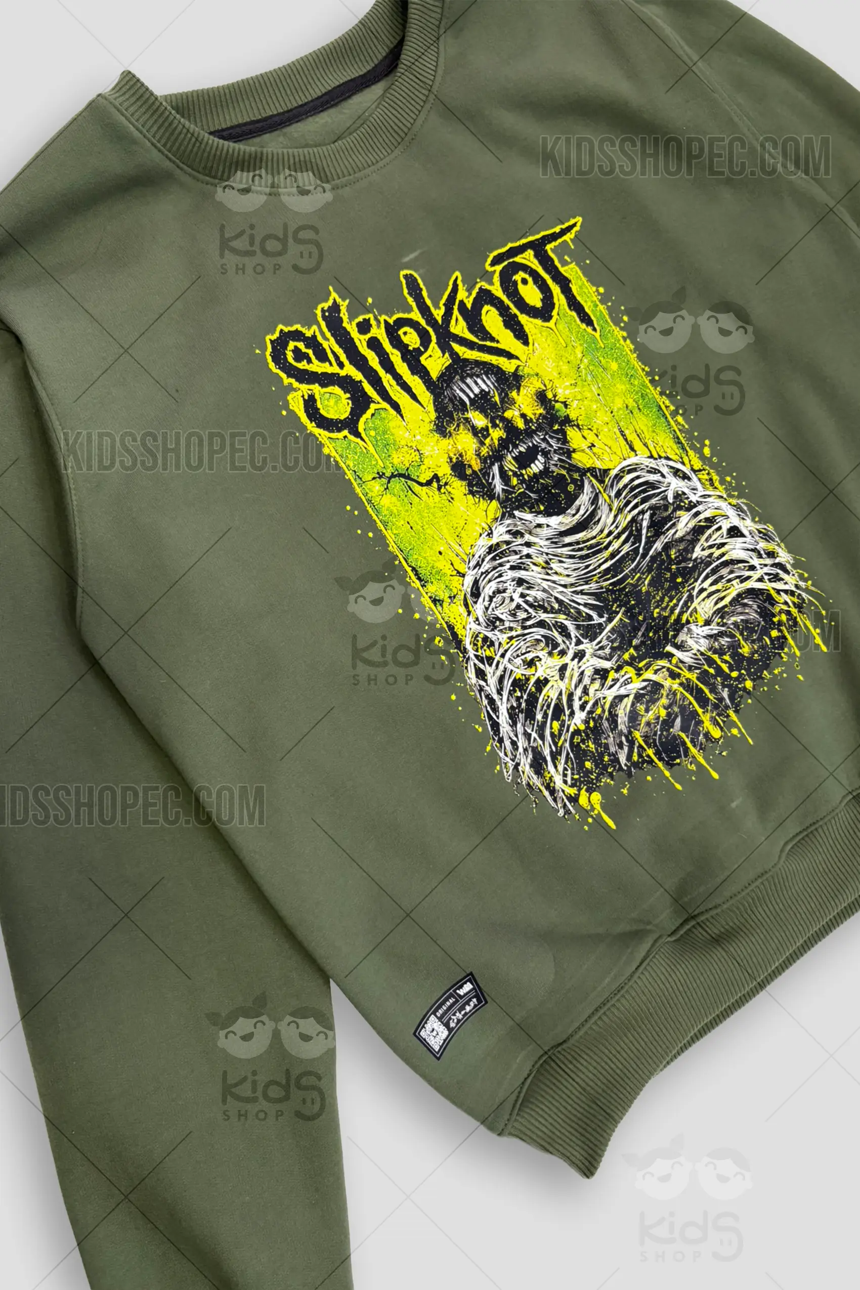 Buzo Cuello Redondo Slipknot - Sudadera Verde Olivo Estampada - Imagen 2