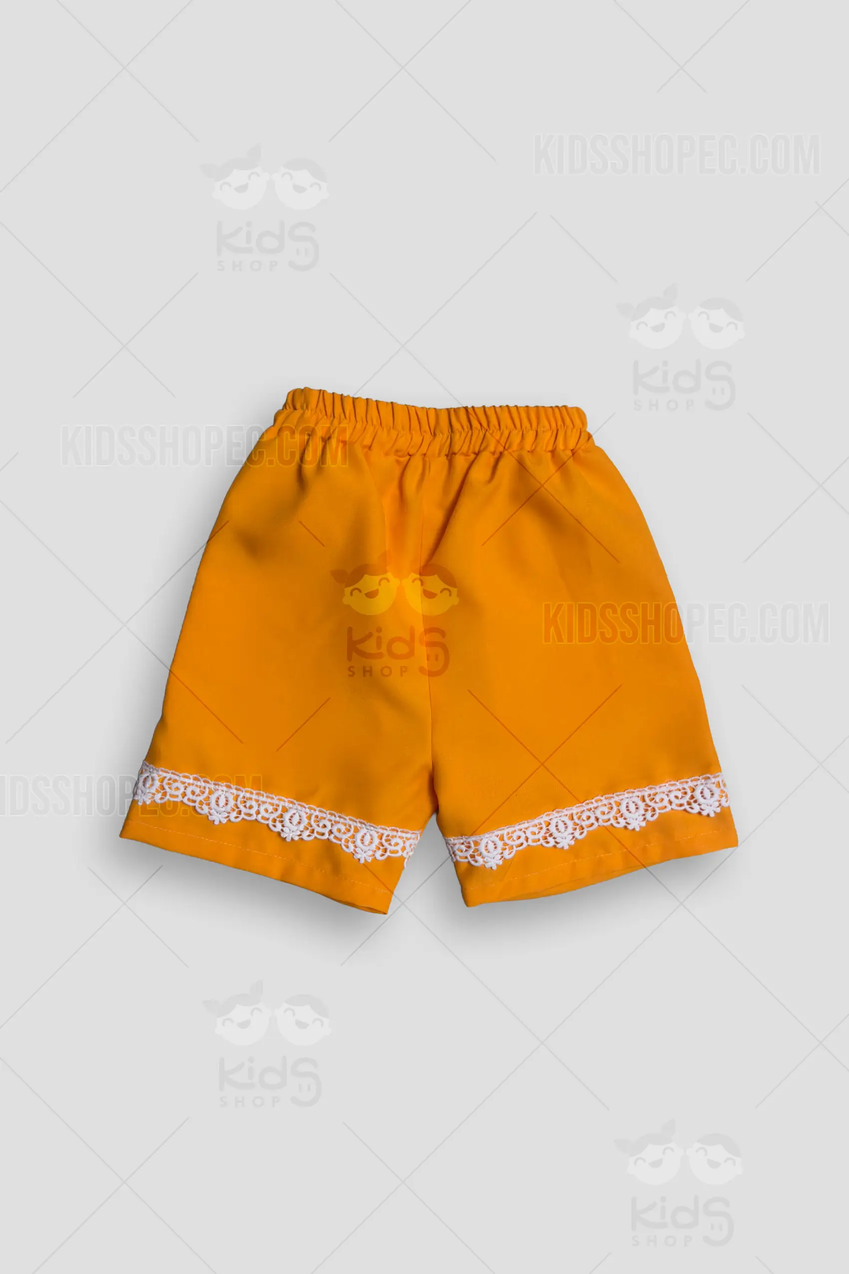 Pantalón Corto Infantil Naranja - Short con Encaje y Aplique - Imagen 3