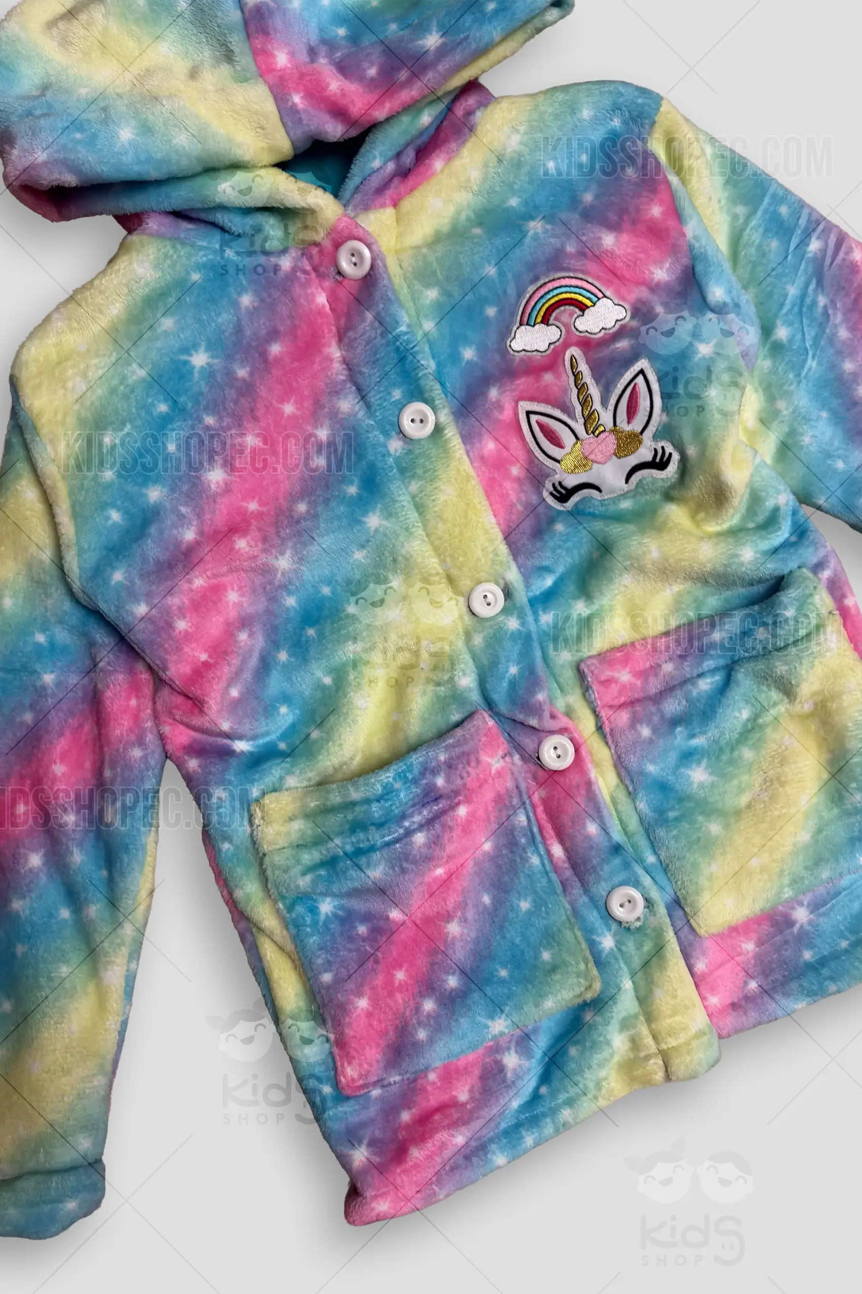 Chaqueta Infantil de Peluche Arcoíris - Abrigo con Apliques - Imagen 2